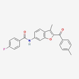 molecular formula C24H18FNO3 B6544006 4-fluoro-N-[3-methyl-2-(4-methylbenzoyl)-1-benzofuran-6-yl]benzamide CAS No. 929471-02-3