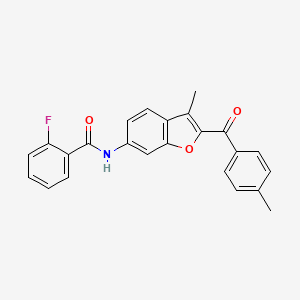 molecular formula C24H18FNO3 B6544011 2-fluoro-N-[3-methyl-2-(4-methylbenzoyl)-1-benzofuran-6-yl]benzamide CAS No. 929504-21-2