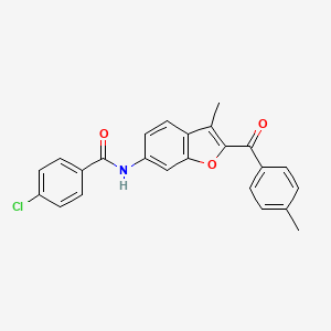 molecular formula C24H18ClNO3 B6544050 4-chloro-N-[3-methyl-2-(4-methylbenzoyl)-1-benzofuran-6-yl]benzamide CAS No. 929412-21-5