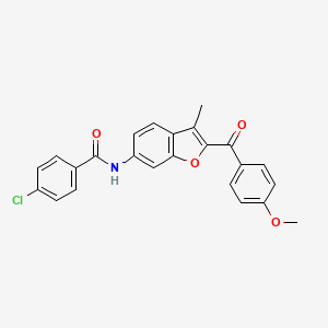 molecular formula C24H18ClNO4 B6544100 4-chloro-N-[2-(4-methoxybenzoyl)-3-methyl-1-benzofuran-6-yl]benzamide CAS No. 929429-34-5