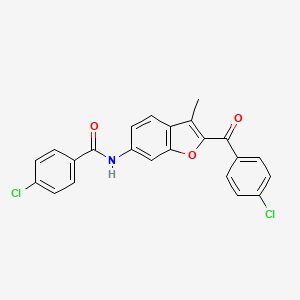molecular formula C23H15Cl2NO3 B6544112 4-chloro-N-[2-(4-chlorobenzoyl)-3-methyl-1-benzofuran-6-yl]benzamide CAS No. 929504-85-8