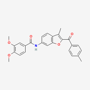 3,4-dimethoxy-N-[3-methyl-2-(4-methylbenzoyl)-1-benzofuran-6-yl]benzamide