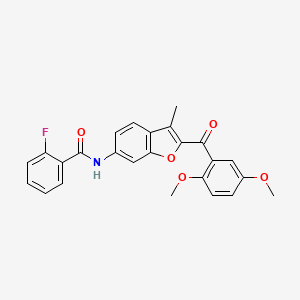 N-[2-(2,5-dimethoxybenzoyl)-3-methyl-1-benzofuran-6-yl]-2-fluorobenzamide