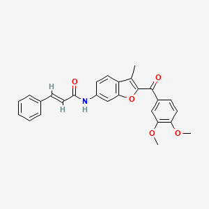 (2E)-N-[2-(3,4-dimethoxybenzoyl)-3-methyl-1-benzofuran-6-yl]-3-phenylprop-2-enamide