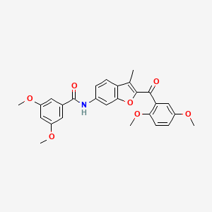 molecular formula C27H25NO7 B6544259 N-[2-(2,5-dimethoxybenzoyl)-3-methyl-1-benzofuran-6-yl]-3,5-dimethoxybenzamide CAS No. 929412-76-0