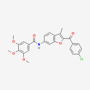 molecular formula C26H22ClNO6 B6544262 N-[2-(4-chlorobenzoyl)-3-methyl-1-benzofuran-6-yl]-3,4,5-trimethoxybenzamide CAS No. 929372-23-6