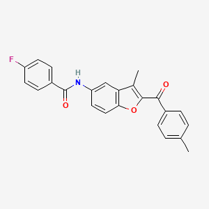 molecular formula C24H18FNO3 B6544282 4-fluoro-N-[3-methyl-2-(4-methylbenzoyl)-1-benzofuran-5-yl]benzamide CAS No. 929372-00-9