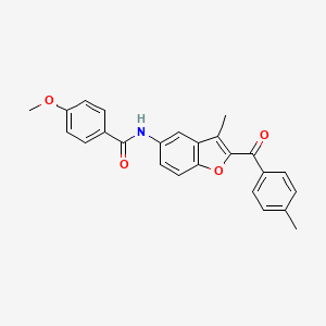 molecular formula C25H21NO4 B6544306 4-methoxy-N-[3-methyl-2-(4-methylbenzoyl)-1-benzofuran-5-yl]benzamide CAS No. 929471-50-1