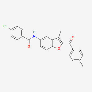 molecular formula C24H18ClNO3 B6544326 4-chloro-N-[3-methyl-2-(4-methylbenzoyl)-1-benzofuran-5-yl]benzamide CAS No. 929412-61-3