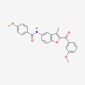 molecular formula C25H21NO5 B6544343 4-methoxy-N-[2-(3-methoxybenzoyl)-3-methyl-1-benzofuran-5-yl]benzamide CAS No. 929505-03-3