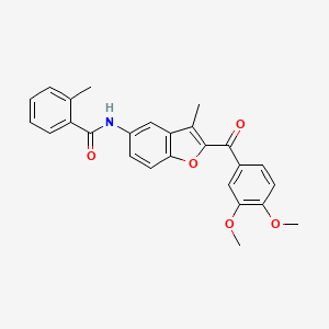 molecular formula C26H23NO5 B6544392 N-[2-(3,4-dimethoxybenzoyl)-3-methyl-1-benzofuran-5-yl]-2-methylbenzamide CAS No. 929471-28-3