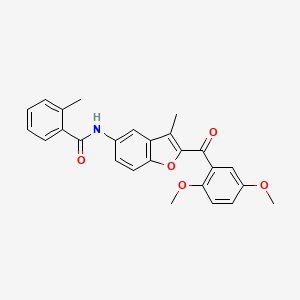 molecular formula C26H23NO5 B6544393 N-[2-(2,5-dimethoxybenzoyl)-3-methyl-1-benzofuran-5-yl]-2-methylbenzamide CAS No. 929371-94-8