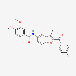molecular formula C26H23NO5 B6544397 3,4-dimethoxy-N-[3-methyl-2-(4-methylbenzoyl)-1-benzofuran-5-yl]benzamide CAS No. 929372-04-3