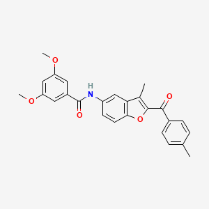 molecular formula C26H23NO5 B6544402 3,5-dimethoxy-N-[3-methyl-2-(4-methylbenzoyl)-1-benzofuran-5-yl]benzamide CAS No. 929412-67-9