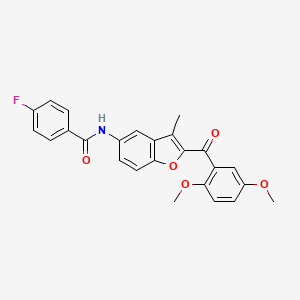 molecular formula C25H20FNO5 B6544412 N-[2-(2,5-dimethoxybenzoyl)-3-methyl-1-benzofuran-5-yl]-4-fluorobenzamide CAS No. 929504-58-5