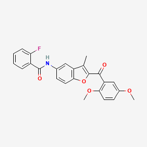 molecular formula C25H20FNO5 B6544420 N-[2-(2,5-dimethoxybenzoyl)-3-methyl-1-benzofuran-5-yl]-2-fluorobenzamide CAS No. 929471-34-1