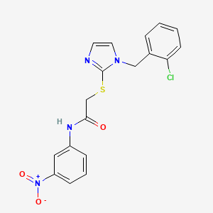 molecular formula C18H15ClN4O3S B6544570 2-({1-[(2-chlorophenyl)methyl]-1H-imidazol-2-yl}sulfanyl)-N-(3-nitrophenyl)acetamide CAS No. 946202-70-6