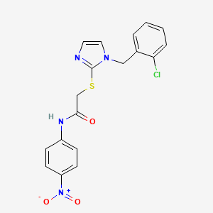 molecular formula C18H15ClN4O3S B6544574 2-({1-[(2-chlorophenyl)methyl]-1H-imidazol-2-yl}sulfanyl)-N-(4-nitrophenyl)acetamide CAS No. 946368-10-1