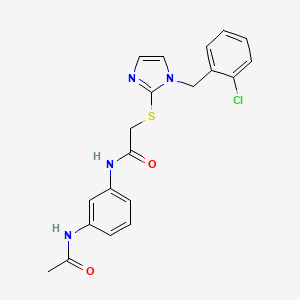 molecular formula C20H19ClN4O2S B6544580 2-({1-[(2-chlorophenyl)methyl]-1H-imidazol-2-yl}sulfanyl)-N-(3-acetamidophenyl)acetamide CAS No. 946368-14-5