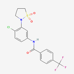 molecular formula C17H14ClF3N2O3S B6544670 N-[4-chloro-3-(1,1-dioxo-1lambda6,2-thiazolidin-2-yl)phenyl]-4-(trifluoromethyl)benzamide CAS No. 946344-41-8