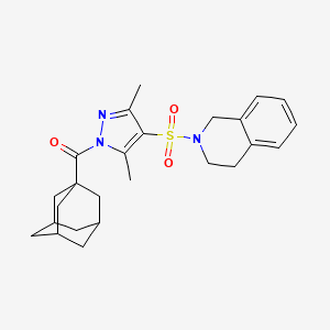 molecular formula C25H31N3O3S B6544674 2-{[1-(adamantane-1-carbonyl)-3,5-dimethyl-1H-pyrazol-4-yl]sulfonyl}-1,2,3,4-tetrahydroisoquinoline CAS No. 1020453-45-5