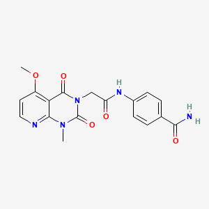 molecular formula C18H17N5O5 B6544799 4-(2-{5-methoxy-1-methyl-2,4-dioxo-1H,2H,3H,4H-pyrido[2,3-d]pyrimidin-3-yl}acetamido)benzamide CAS No. 946372-99-2