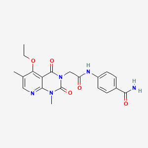 molecular formula C20H21N5O5 B6544901 4-(2-{5-ethoxy-1,6-dimethyl-2,4-dioxo-1H,2H,3H,4H-pyrido[2,3-d]pyrimidin-3-yl}acetamido)benzamide CAS No. 946223-46-7