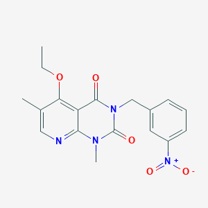 molecular formula C18H18N4O5 B6544906 5-ethoxy-1,6-dimethyl-3-[(3-nitrophenyl)methyl]-1H,2H,3H,4H-pyrido[2,3-d]pyrimidine-2,4-dione CAS No. 946324-80-7