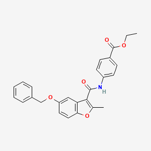 molecular formula C26H23NO5 B6545020 ethyl 4-[5-(benzyloxy)-2-methyl-1-benzofuran-3-amido]benzoate CAS No. 929513-71-3