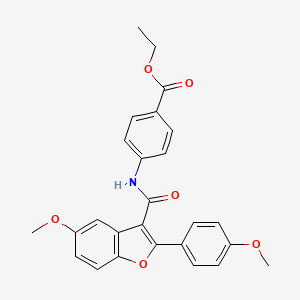 molecular formula C26H23NO6 B6545036 ethyl 4-[5-methoxy-2-(4-methoxyphenyl)-1-benzofuran-3-amido]benzoate CAS No. 929390-17-0