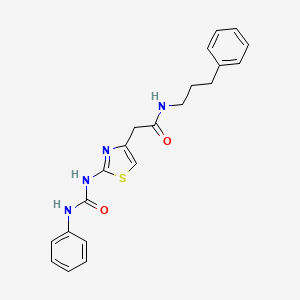 molecular formula C21H22N4O2S B6545154 2-{2-[(phenylcarbamoyl)amino]-1,3-thiazol-4-yl}-N-(3-phenylpropyl)acetamide CAS No. 946325-19-5