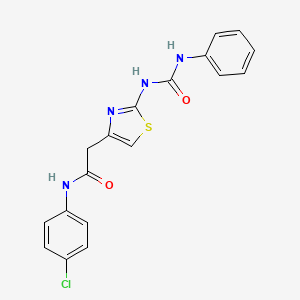 molecular formula C18H15ClN4O2S B6545157 N-(4-chlorophenyl)-2-{2-[(phenylcarbamoyl)amino]-1,3-thiazol-4-yl}acetamide CAS No. 946249-74-7