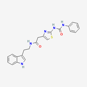 molecular formula C22H21N5O2S B6545171 N-[2-(1H-indol-3-yl)ethyl]-2-{2-[(phenylcarbamoyl)amino]-1,3-thiazol-4-yl}acetamide CAS No. 946250-14-2