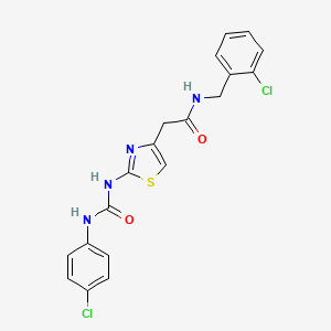 molecular formula C19H16Cl2N4O2S B6545180 2-(2-{[(4-chlorophenyl)carbamoyl]amino}-1,3-thiazol-4-yl)-N-[(2-chlorophenyl)methyl]acetamide CAS No. 946224-69-7