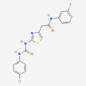 molecular formula C18H14ClFN4O2S B6545201 2-(2-{[(4-chlorophenyl)carbamoyl]amino}-1,3-thiazol-4-yl)-N-(3-fluorophenyl)acetamide CAS No. 946374-85-2
