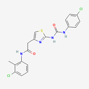molecular formula C19H16Cl2N4O2S B6545237 N-(3-chloro-2-methylphenyl)-2-(2-{[(4-chlorophenyl)carbamoyl]amino}-1,3-thiazol-4-yl)acetamide CAS No. 946326-17-6