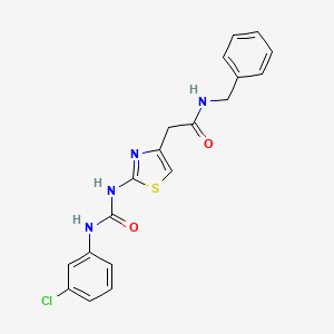 molecular formula C19H17ClN4O2S B6545255 N-benzyl-2-(2-{[(3-chlorophenyl)carbamoyl]amino}-1,3-thiazol-4-yl)acetamide CAS No. 946250-75-5