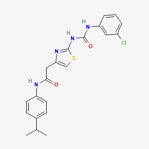 molecular formula C21H21ClN4O2S B6545261 2-(2-{[(3-chlorophenyl)carbamoyl]amino}-1,3-thiazol-4-yl)-N-[4-(propan-2-yl)phenyl]acetamide CAS No. 946250-95-9