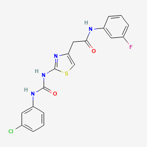 molecular formula C18H14ClFN4O2S B6545271 2-(2-{[(3-chlorophenyl)carbamoyl]amino}-1,3-thiazol-4-yl)-N-(3-fluorophenyl)acetamide CAS No. 946326-53-0