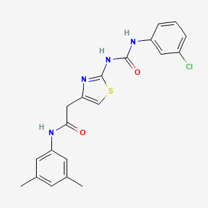 molecular formula C20H19ClN4O2S B6545296 2-(2-{[(3-chlorophenyl)carbamoyl]amino}-1,3-thiazol-4-yl)-N-(3,5-dimethylphenyl)acetamide CAS No. 946326-73-4
