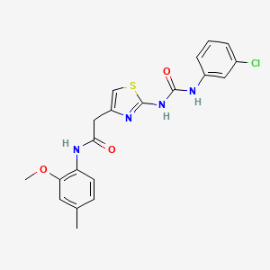 molecular formula C20H19ClN4O3S B6545307 2-(2-{[(3-chlorophenyl)carbamoyl]amino}-1,3-thiazol-4-yl)-N-(2-methoxy-4-methylphenyl)acetamide CAS No. 946225-72-5