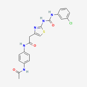 molecular formula C20H18ClN5O3S B6545322 2-(2-{[(3-chlorophenyl)carbamoyl]amino}-1,3-thiazol-4-yl)-N-(4-acetamidophenyl)acetamide CAS No. 946225-76-9