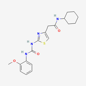 molecular formula C19H24N4O3S B6545324 N-cyclohexyl-2-(2-{[(2-methoxyphenyl)carbamoyl]amino}-1,3-thiazol-4-yl)acetamide CAS No. 946251-25-8