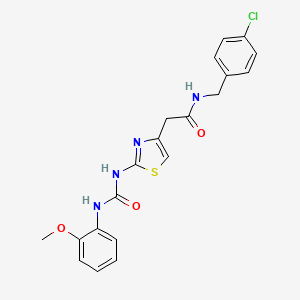 molecular formula C20H19ClN4O3S B6545329 N-[(4-chlorophenyl)methyl]-2-(2-{[(2-methoxyphenyl)carbamoyl]amino}-1,3-thiazol-4-yl)acetamide CAS No. 946326-93-8