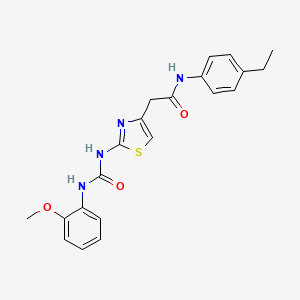 molecular formula C21H22N4O3S B6545336 N-(4-ethylphenyl)-2-(2-{[(2-methoxyphenyl)carbamoyl]amino}-1,3-thiazol-4-yl)acetamide CAS No. 946225-92-9