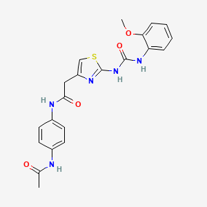 molecular formula C21H21N5O4S B6545370 N-(4-acetamidophenyl)-2-(2-{[(2-methoxyphenyl)carbamoyl]amino}-1,3-thiazol-4-yl)acetamide CAS No. 946327-17-9