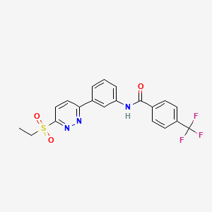 molecular formula C20H16F3N3O3S B6545416 N-{3-[6-(ethanesulfonyl)pyridazin-3-yl]phenyl}-4-(trifluoromethyl)benzamide CAS No. 946303-72-6