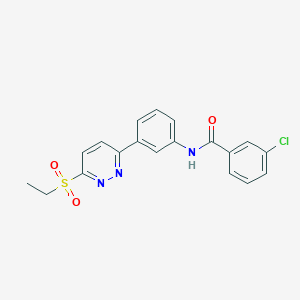 molecular formula C19H16ClN3O3S B6545423 3-chloro-N-{3-[6-(ethanesulfonyl)pyridazin-3-yl]phenyl}benzamide CAS No. 946356-26-9