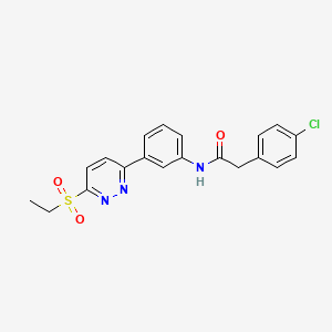 molecular formula C20H18ClN3O3S B6545426 2-(4-chlorophenyl)-N-{3-[6-(ethanesulfonyl)pyridazin-3-yl]phenyl}acetamide CAS No. 946272-57-7