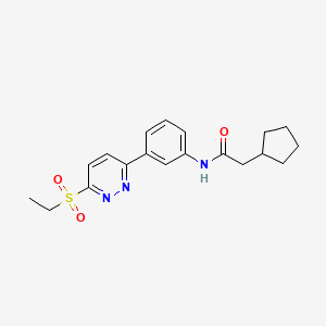 molecular formula C19H23N3O3S B6545434 2-cyclopentyl-N-{3-[6-(ethanesulfonyl)pyridazin-3-yl]phenyl}acetamide CAS No. 946272-65-7